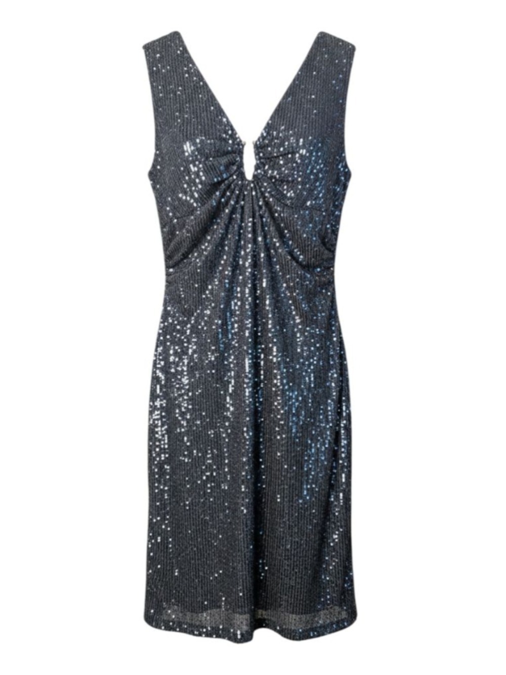 White House Black Market Navy Sequin V-Neck Sheath Dress M - Picture 5 of 11